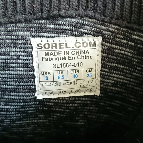 Sorel Black Leather Quilted Winter Calf High Boots Size 8 - Picture 15 of 16